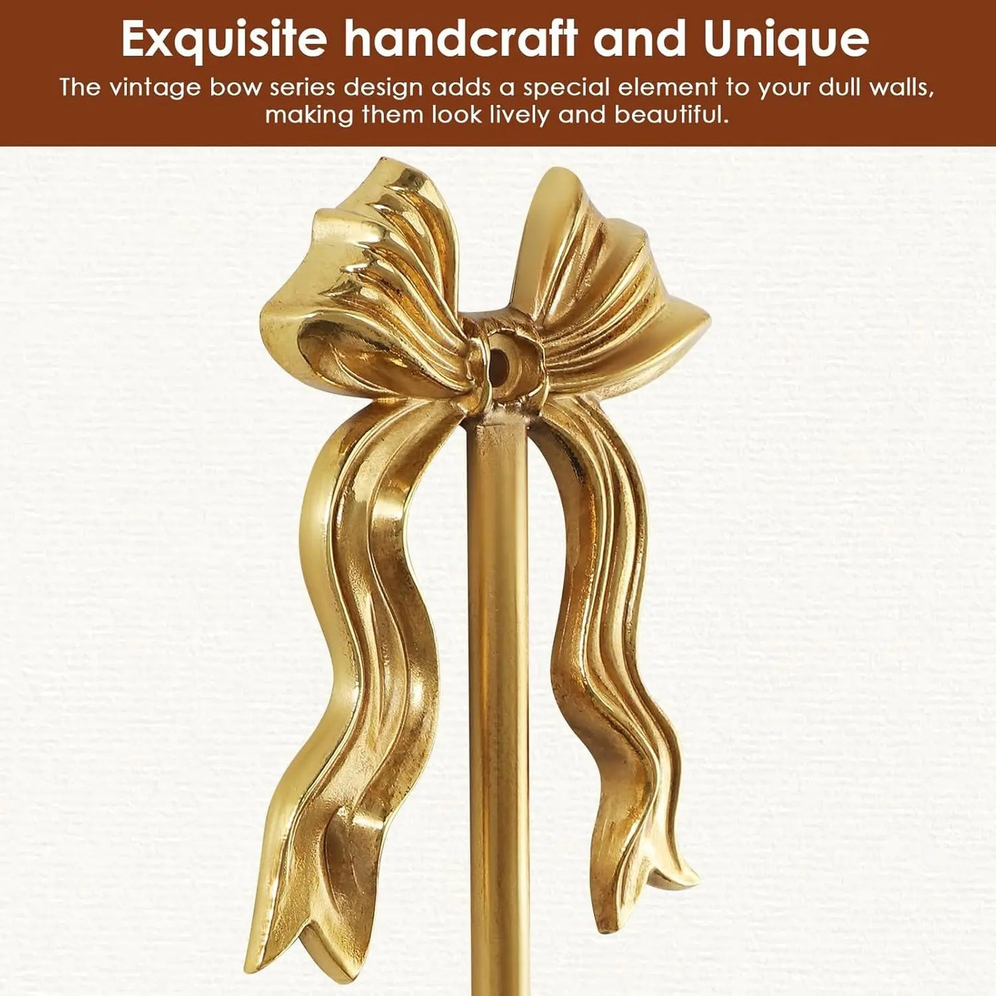 Set of 2 Vintage Gold Bow Candle Holders, Solid Brass Wall Mounted Tapered Candle - ZION