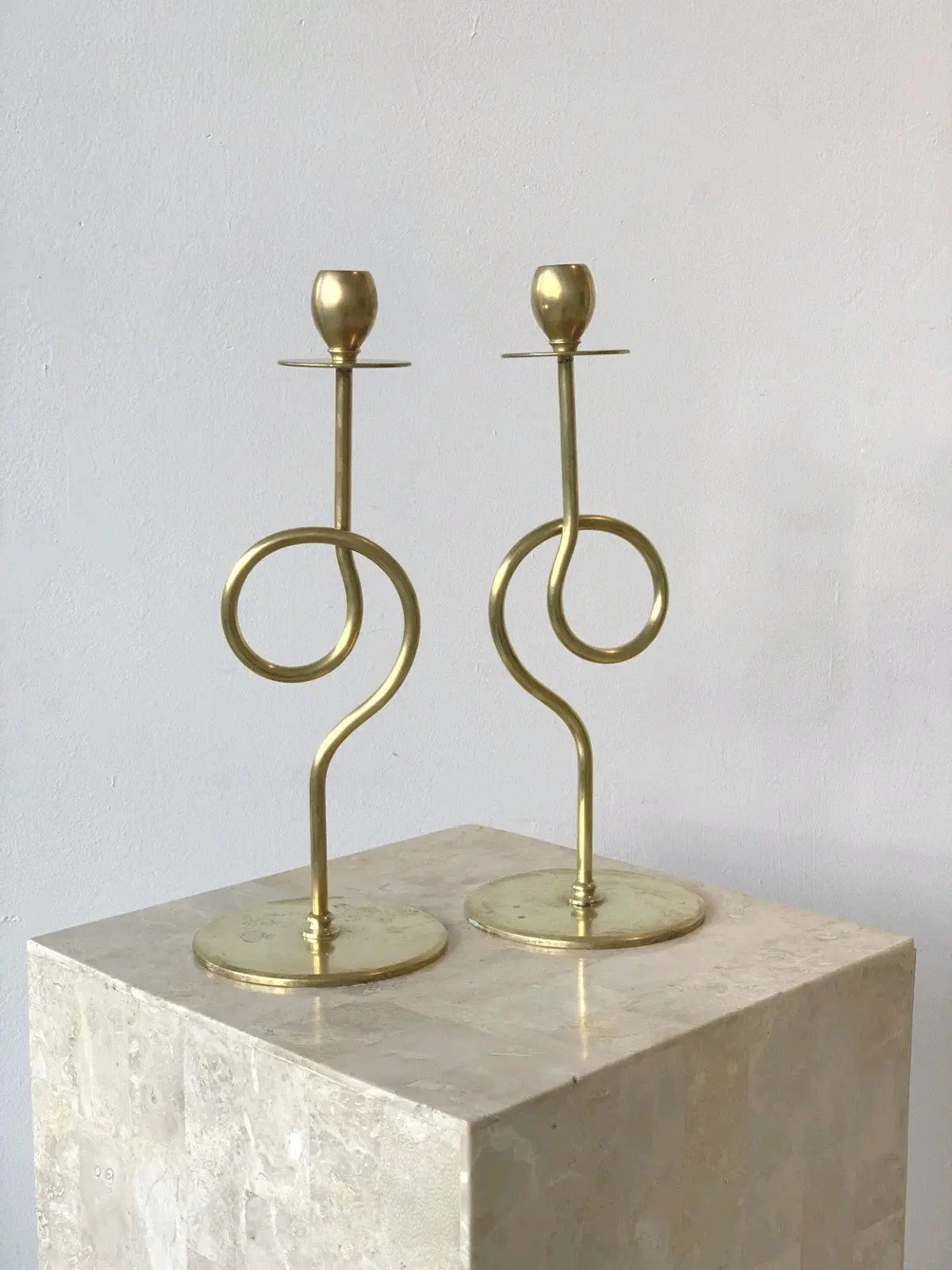 Vintage Mason Regulator Co Loop Brass Candle Holders -  Mason Regulator Company