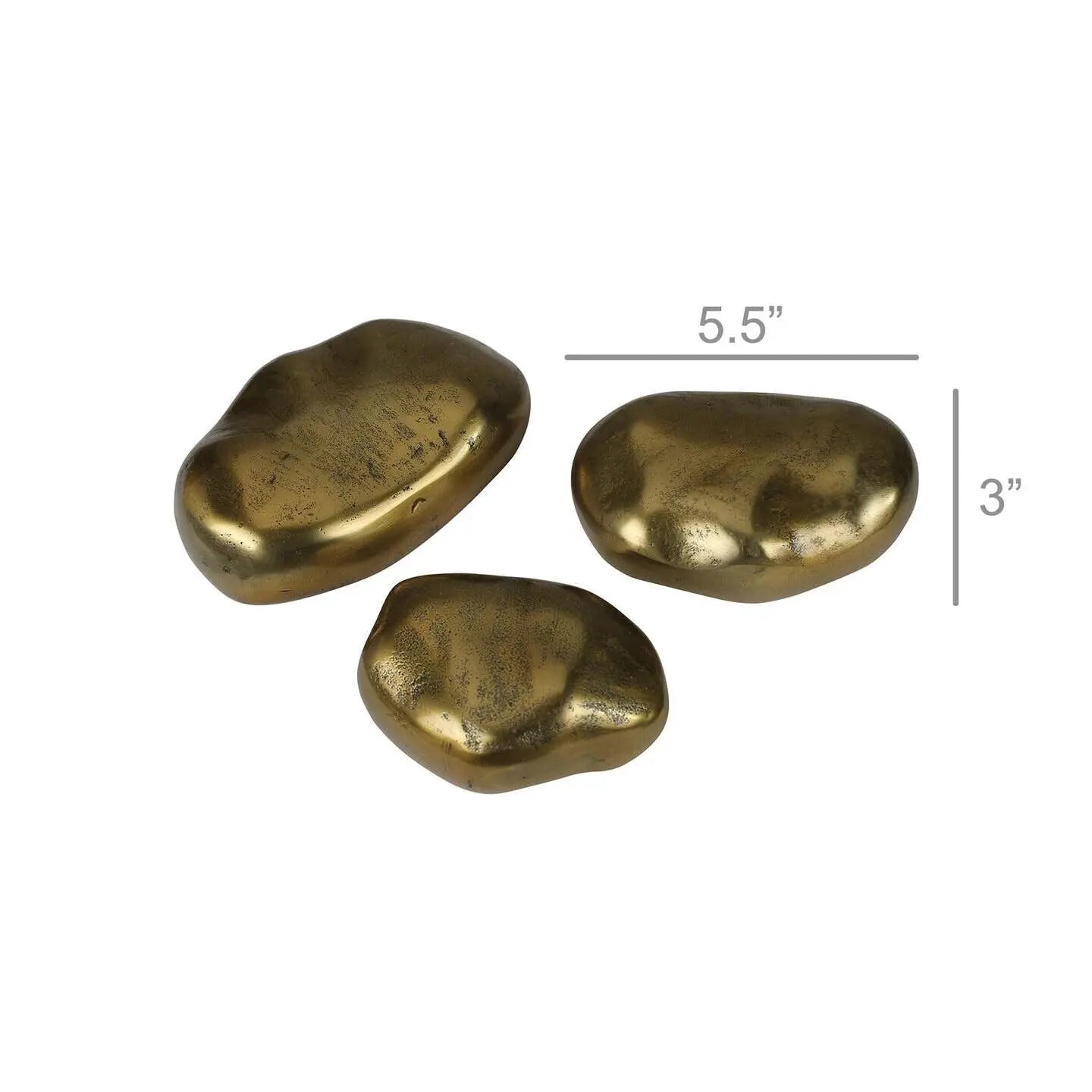 Set of 3 Brass Stones Decorative Accessory -  HomArt